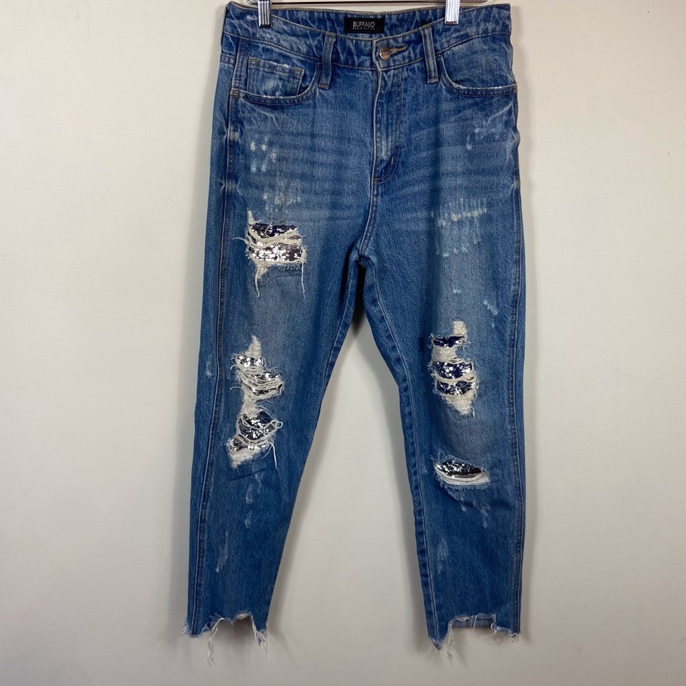 Buffalo David Sutton Distressed Bedazzled Jeans